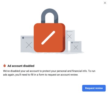 DISABLED FACEBOOK AD ACCOUNT